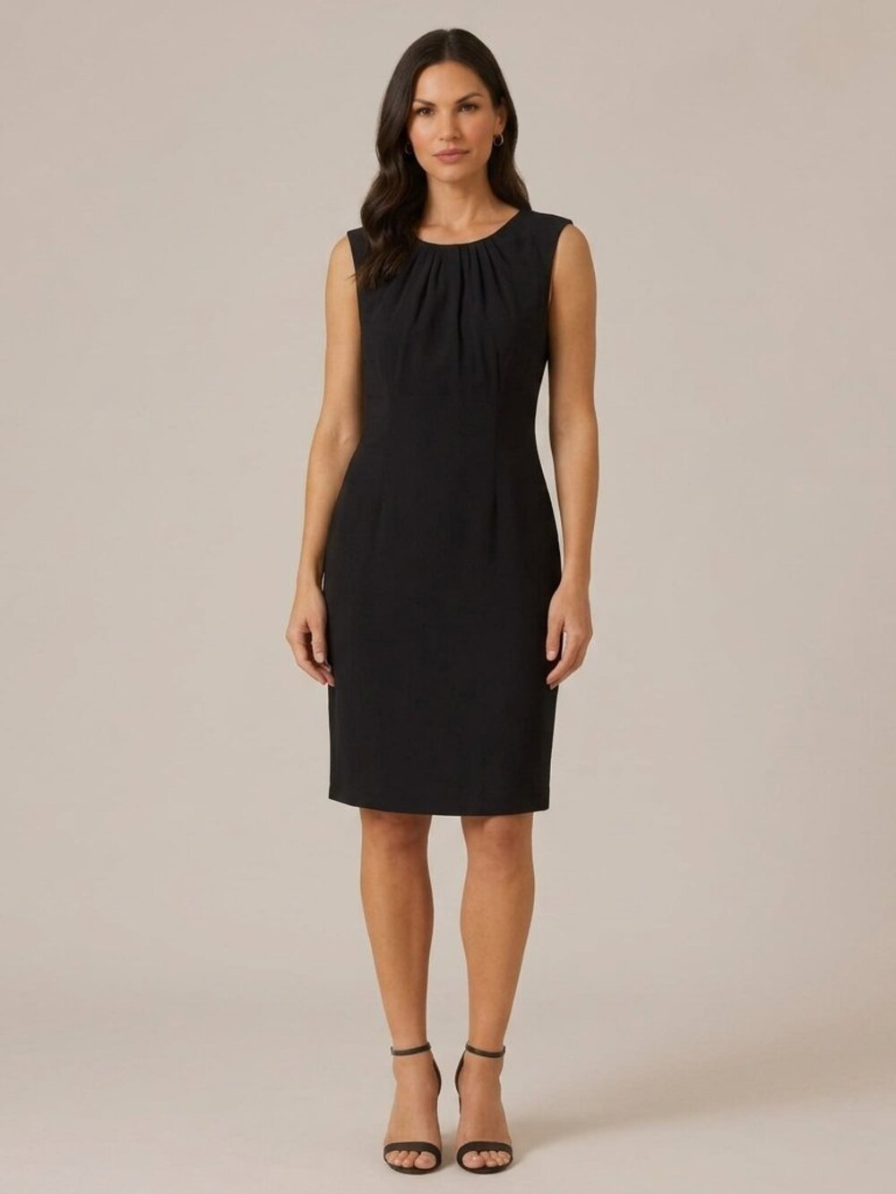 NWT Chetta B Black Elegant Ruched-Neck Sheath Dress Size 12
